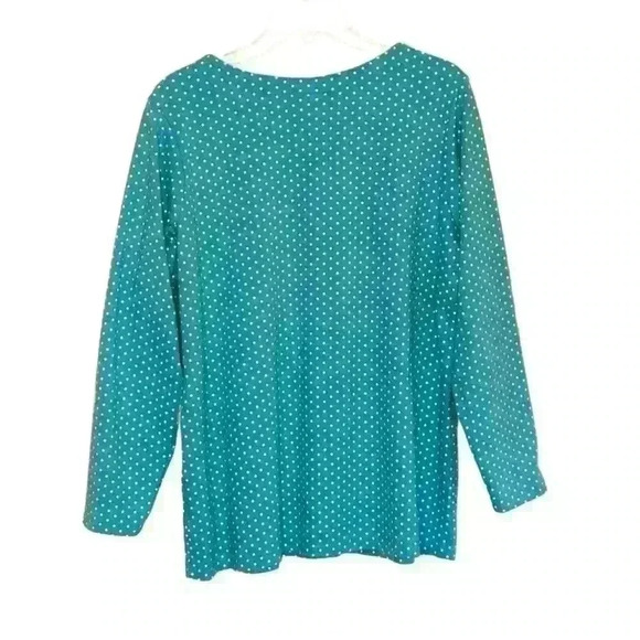 Quacker Factory Jeanne Bice Cardigan 1X Rhinestone Snaps dots blue - Picture 2 of 7